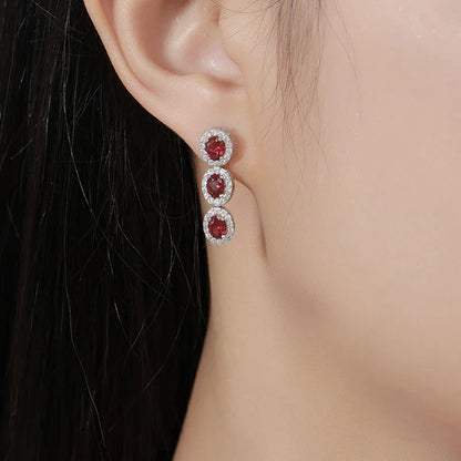 4*6mm Oval Cut Ruby Gemstone Drop Earrings Lab Grown for Woman Lady 2025 Ear Fine Jewelry 925 Silver Tassel Earring Gift