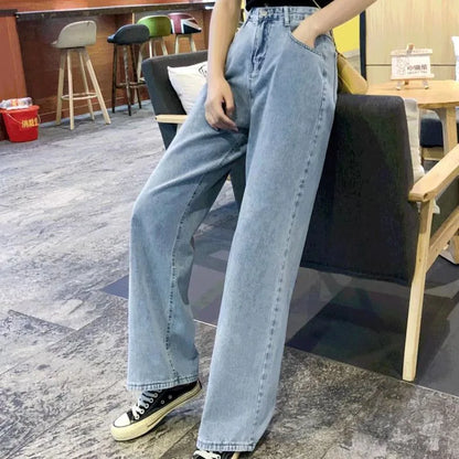 High-waisted Slimming Loose-fit Bottoms Denim