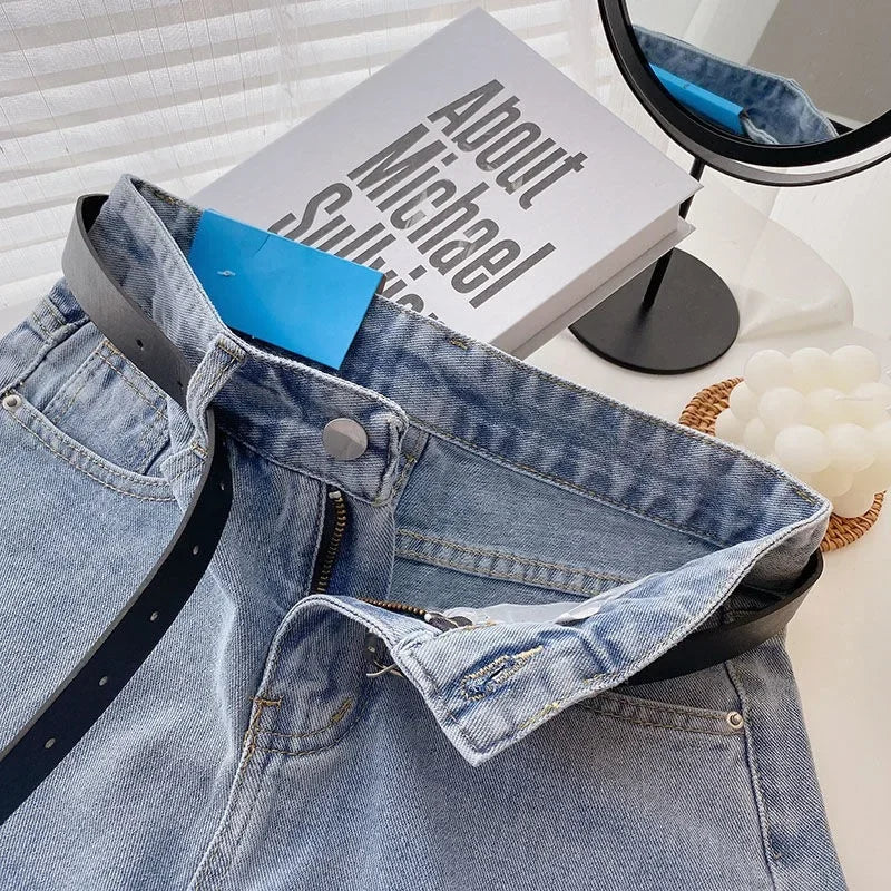 Women's Denim Shorts High-Waisted Thin Loose-Fit Jeans