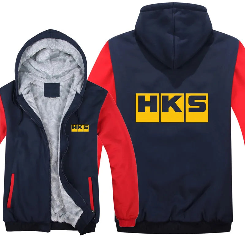 HKS Power and Sports Hoodies Men Streetwear Coat Wool Liner Jacket HKS Sweatshirts Warm Hoody