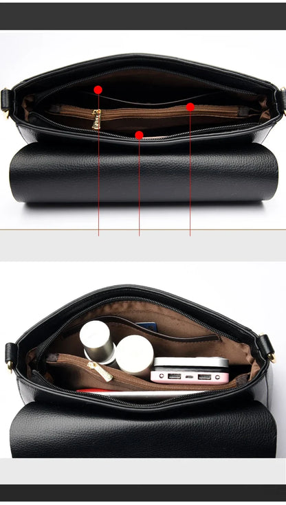2025 New Trend Fashion Message Geniune Leather Girls Crossbody Women Shoulder Bags Big Size Capacity Multifunction Shopping Lady