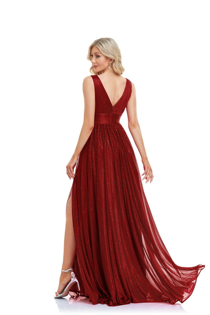 Elegant A-line Evening Dresses Luxury Floor Lenght Backless Formal Deep V-neck Women Caicktail Wedding Party Gowns