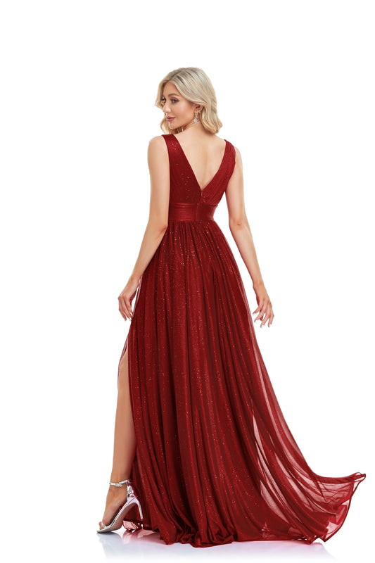 Vestidos de festa elegantes linha A luxuosos até o chão sem costas formais decote V profundo femininos vestidos de coquetel para festa de casamento