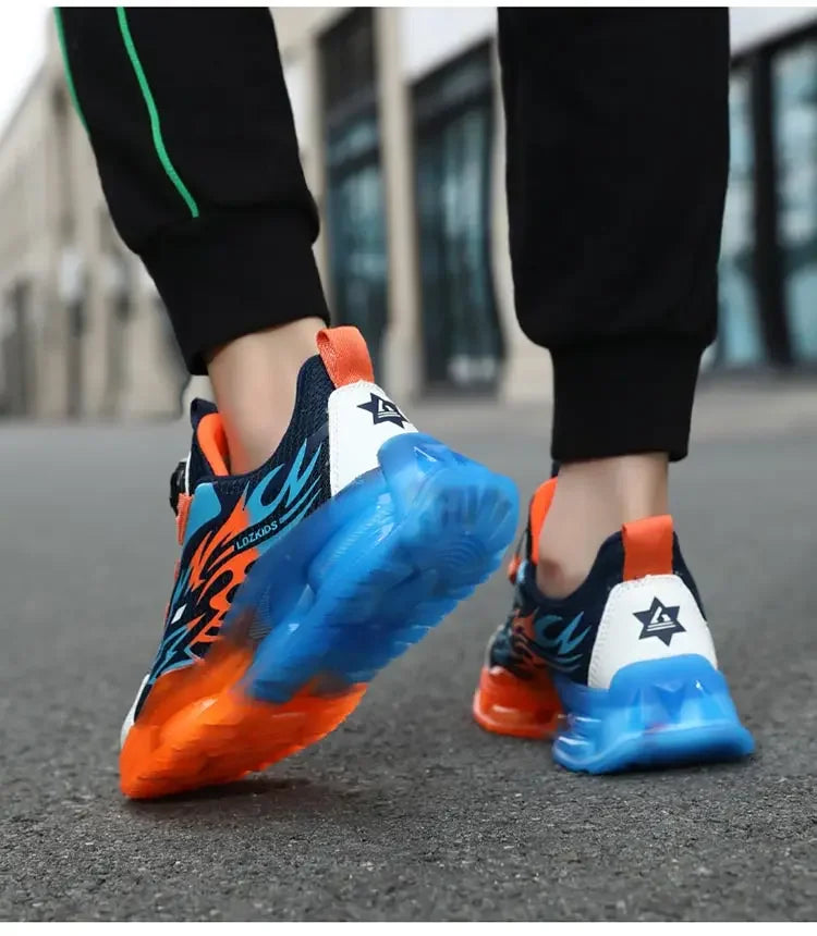 New Anti-skid Leather Kids Sneakers for Boys Running Walking Lightweight Casual Shoes With Fashion Dragon Pattern Size 28-39