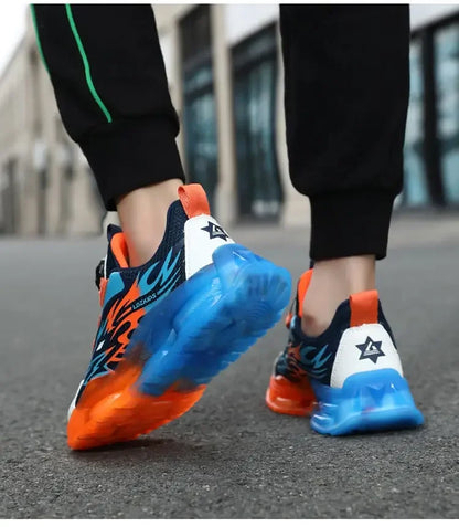New Anti-skid Leather Kids Sneakers for Boys Running Walking Lightweight Casual Shoes With Fashion Dragon Pattern Size 28-39