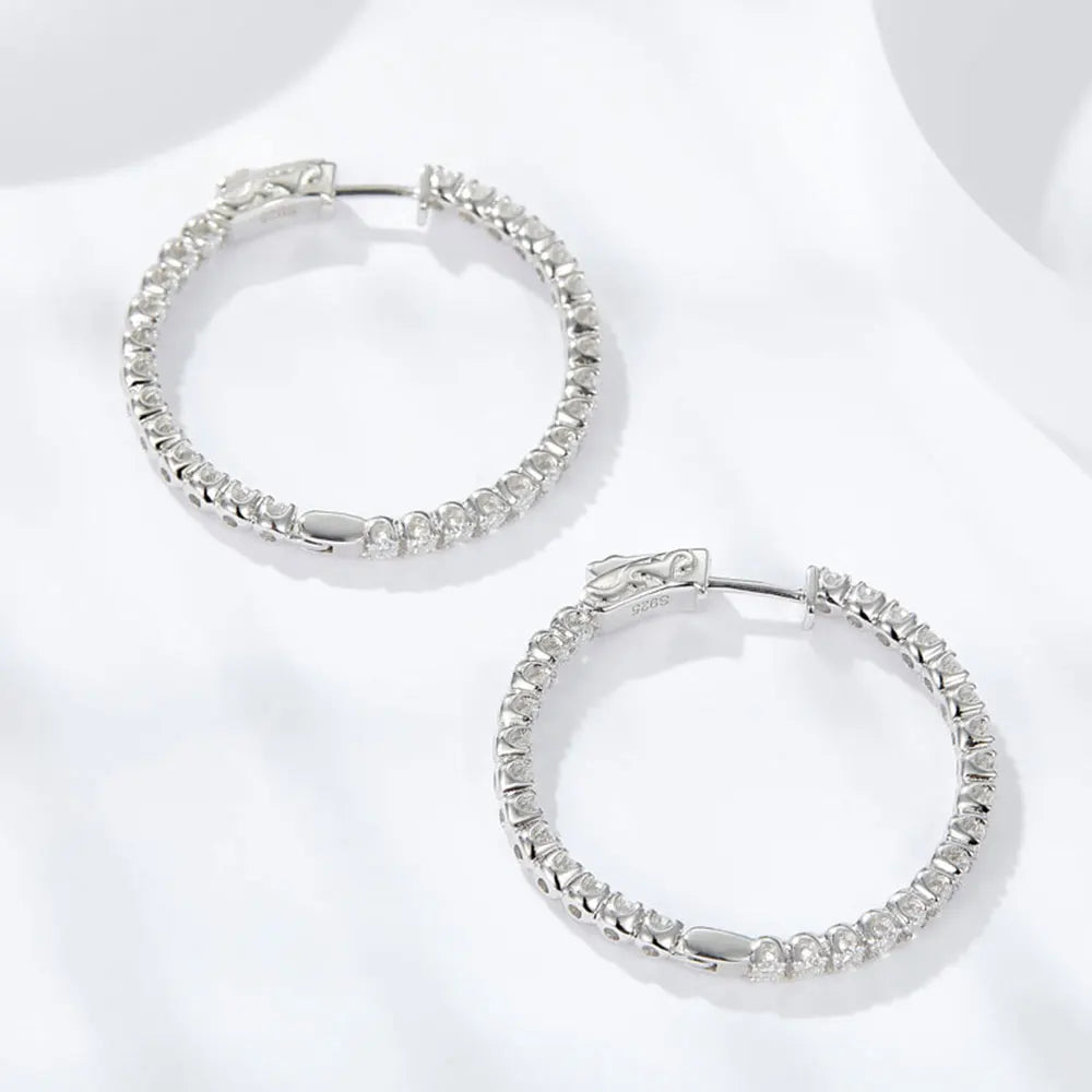 D VVS1 Moissanite Hoop Earrings for Women Sparking Diamond with GRA Original s925 Sterling Silver Plated 18k Earring