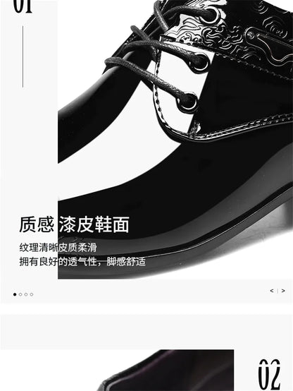 Black Patent Leather Dress Shoes Man Oxfords Shoes Pointed Toe Casual Office Shoes For Men Formal Shoes sapato social masculino