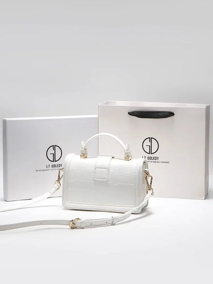 Luxury Designer Bags with High Quality Alligator Printing Leather and Delicate Metal Design Women's Portable Shoulder Bag