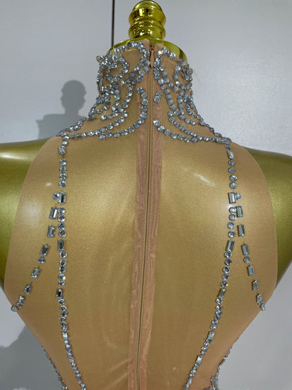 Mesh Sexy See Through Cocktail Mini Dress Women Eveing Luxury Birthday Party Singer Nightclub Show Stage Costume