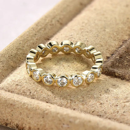 14k Gold Filled Full Eternity Ring Bezel 3mm D Round Moissanite Rings Stackable Bands GRA Certified Jewelry for Women 2026