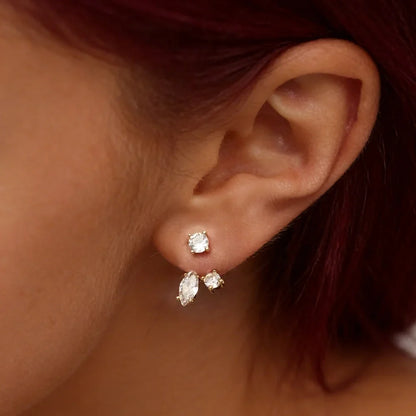 GRA Certified All Moissanite Drop Earrings for Women S925 Silver Detachable Earcuff Front Back Stud Earring Jackets for Women