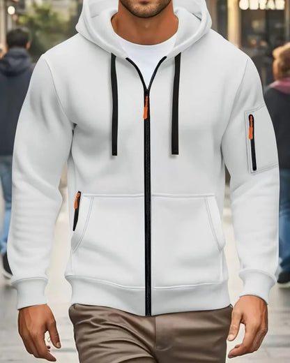 Casual top men's 2024 autumn and winter sportswear solid color men's top - fashionable sports solid color hoodie