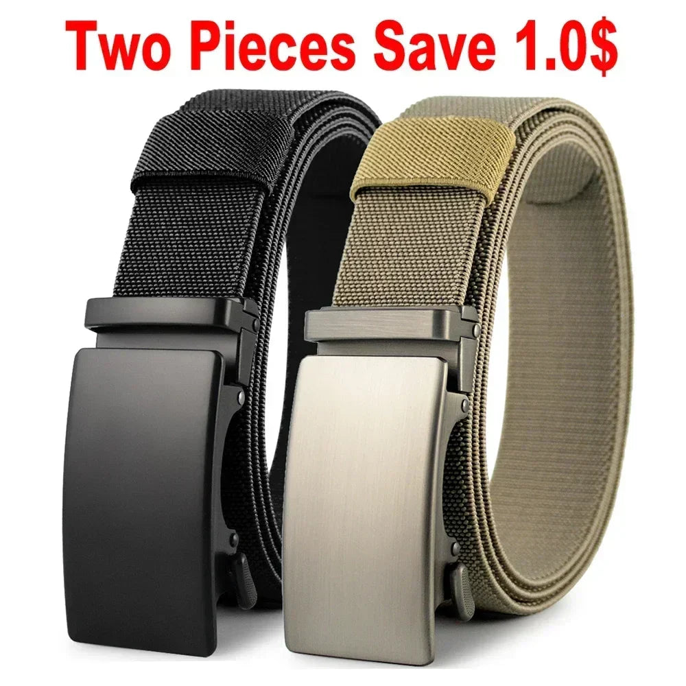 Men Belt Elastic Metal Automatic Buckle Army Outdoor Hunting Tactical Jeans Pants Belt Nylon Breathable Belts 150 Big Size Belts