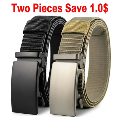 Men Belt Elastic Metal Automatic Buckle Army Outdoor Hunting Tactical Jeans Pants Belt Nylon Breathable Belts 150 Big Size Belts