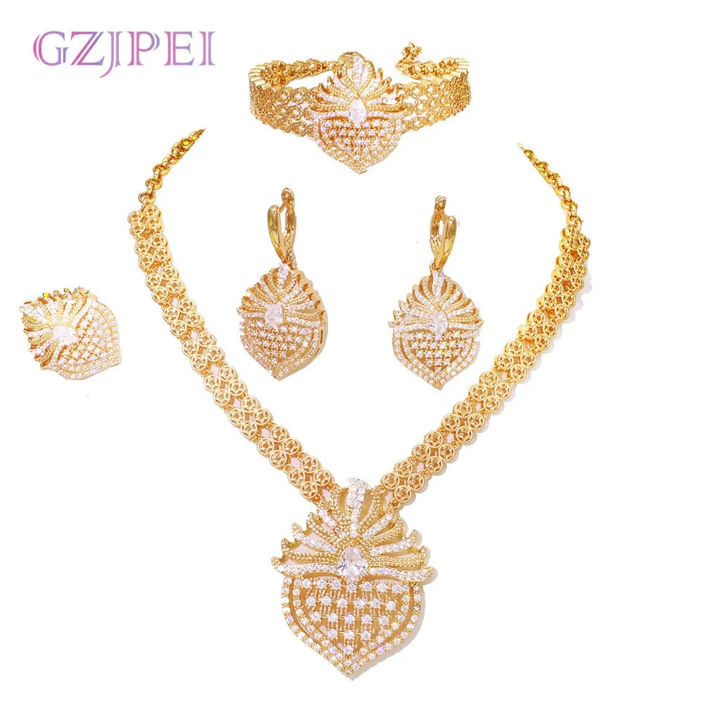 4Pcs/Set Cubic Zirconia Bridal Jewelry Set Dubai Nigeria Wedding Gift White Crystal Zircon Women Sets 2025 Trendy New