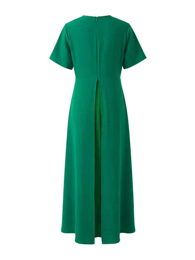 Elegant Women's Wedding Banquet Peplum Dress 2025 New Short Sleeves Pleated Irregular Hem Party Evening Maxi Dresses