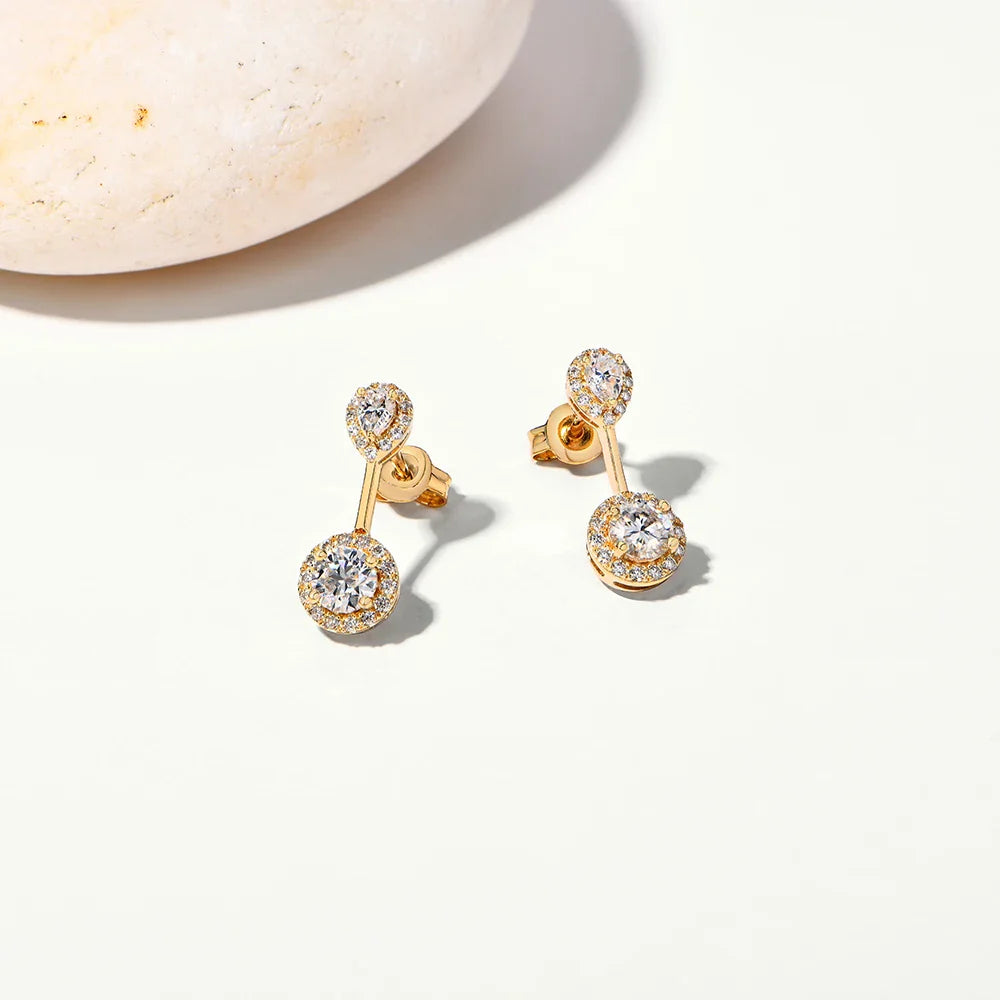 DVVS1 Brilliant Moissanite Drop Earring for Women Girl S925 Sterling Silver Engagement Wedding Stud Jewelry Test Passed