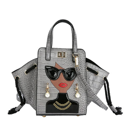 Cartoon Girl Handbag High Quality PU Leather Shoulder Bag for Women Pearl Crossbody Bag Designer Messenger Bag Female Satchel