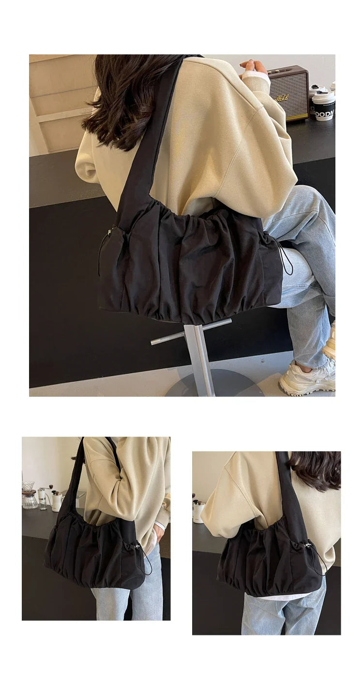 Hot Selling Fashion Nylon Pleated Women's Crossbody Bag 2026 New Casual Trend Versatile Large Capacity Tote Women's Shoulder Bag
