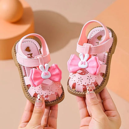 2026 Solid Bow Children's Summer Shoes Cute PVC Beach Non Slip Sandals For Baby Girls Footwear Soft Infant Kids Fashion Sandals