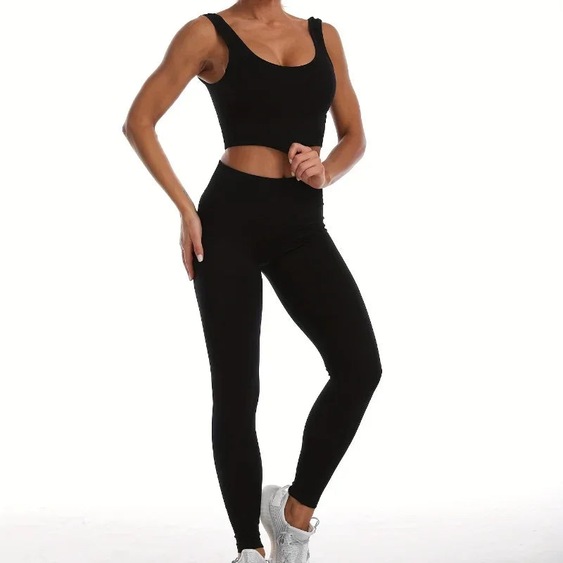 Seamless Rib Yoga Clothes Women Workout Clothes Quick-Drying Breathable Sweatshirt Yoga Suit