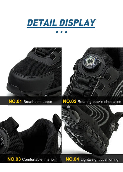 Steel Toe Protection Safety Shoes Men Rotating Button Work Safety Shoes for Men Anti-smash Anti Puncture Work Shoes Sneakers
