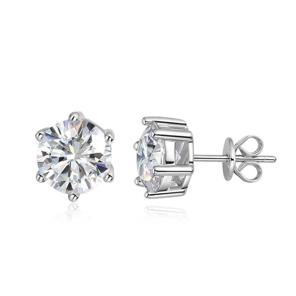 0.3-2 Carat Moissanite Stud Earrings S925 Silver Lab Diamond Earrings For Women Man Party Fine Jewelry