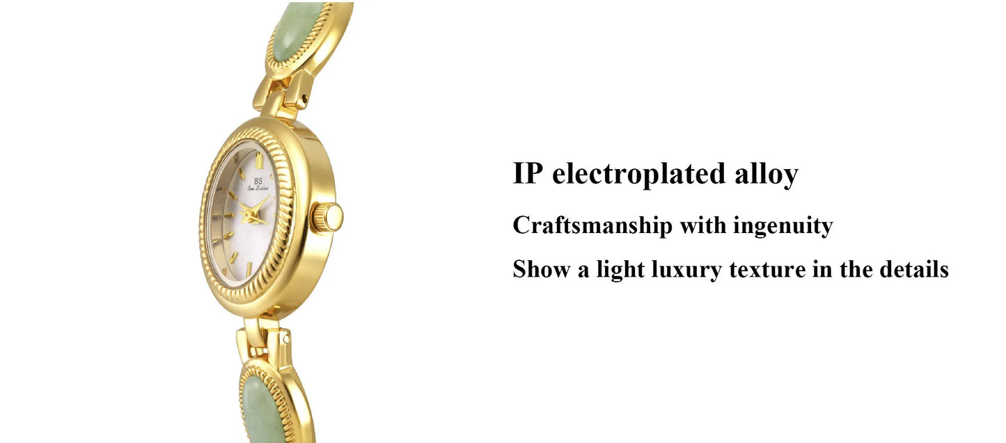 Women's Watch Ladies Bracelet Luxury Brand Waterproof Retro Natural Dongling Stone Hotan Jade Advanced Chain Watches Gift