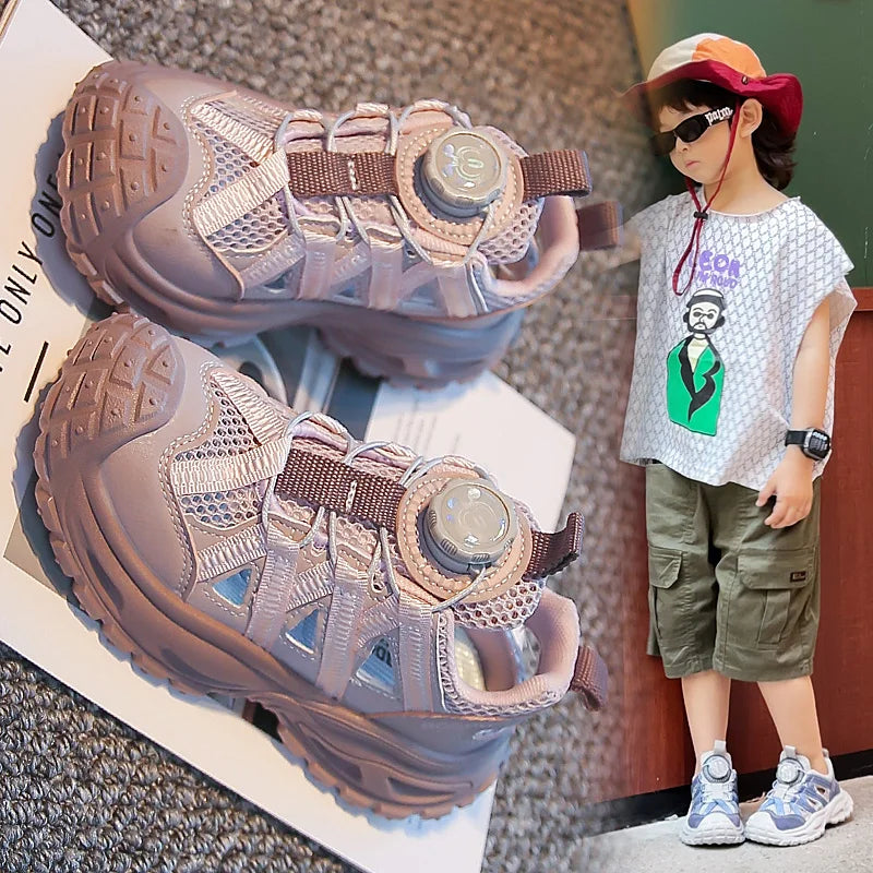 Summer Sport Sandals for Children Hollow Out Breathable Boy's Girl's Adjust Sport Shoes Anti-slippery Soft-soled Kid's Sandals