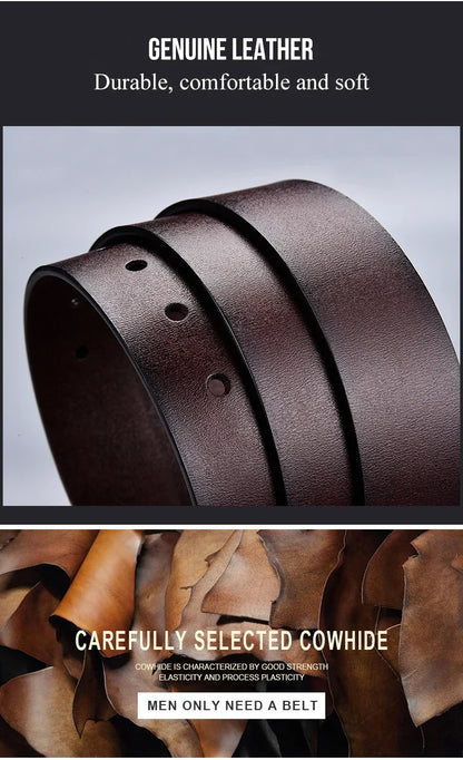 Men's Cow Leather Belts Luxury Strap Male Belts For Fashion Classice Vintage Pin Buckle Men Belt High Quality