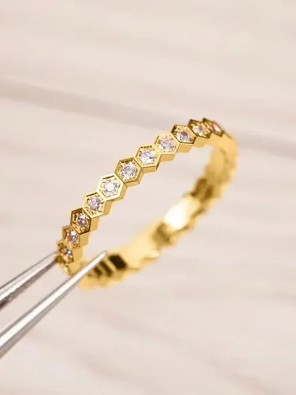 925 Sterling Silver Zircon Simple Delicate Honeycomb 3pc Set Ring For Women Engagement Wedding Luxury High Quality Fine Jewelry