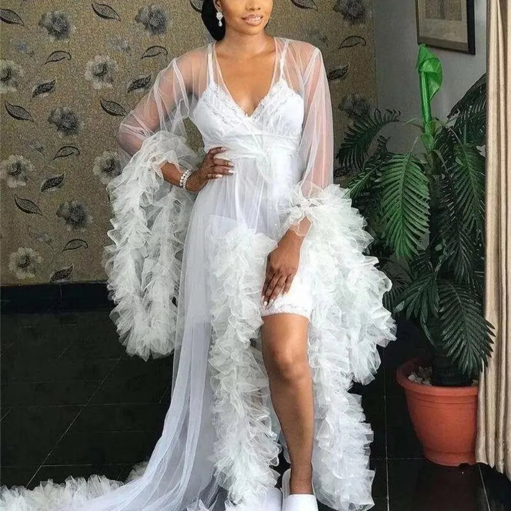 Wedding Robe Pregnant Party Ruched Maternity Dresses Sheer Nightgown Long Jacket Evening Dress Customized