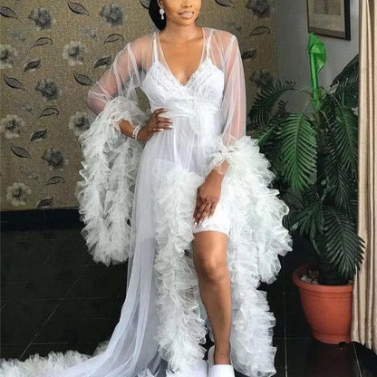 Wedding Robe Pregnant Party Ruched Maternity Dresses Sheer Nightgown Long Jacket Evening Dress Customized
