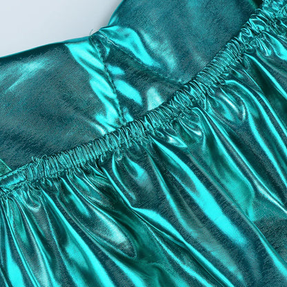 Blue Red Purple Three Colors Mermaid Flying Sleeve Fishtail Beautiful Dress For Girl Summer Beach Party Cool Swimsuit Set