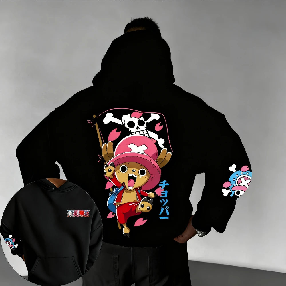 New ONE PIECE Men's Hoodie Sweater Tony Tony Chopper Japan Anime Summer Autumn New Boys Children's Long Sleeve Parent-Child Wear
