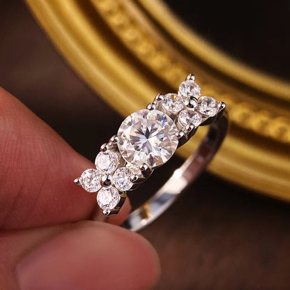 D VVS1 1ct Moissanite Engagement Rings for Women s925 Sterling Sliver Plated 18k White Gold Promise Ring for Her Gift