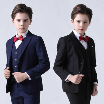 1-14 Years Children Boy Wedding Suit Black Nave Blue Elegant Suits For Children Boys Suits Outfits Set Teenager Kids Suits