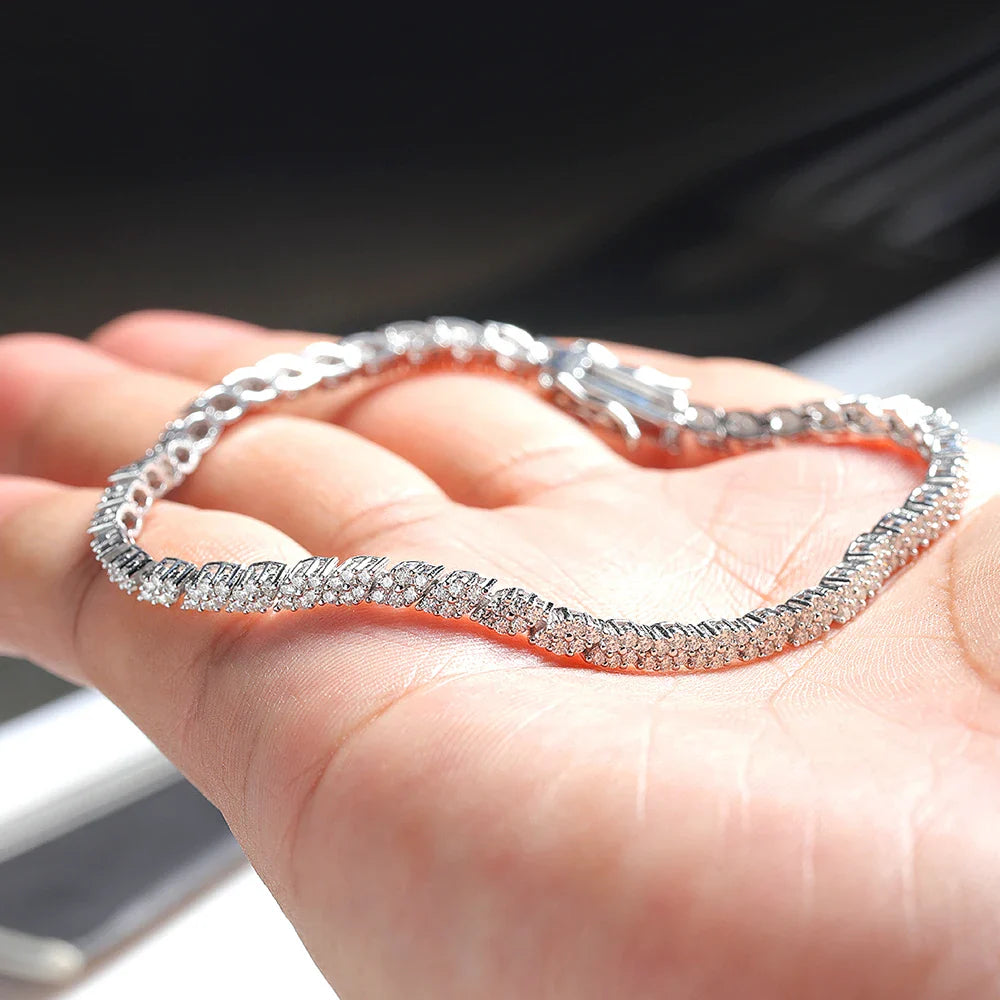 1.2MM Full D Color VVS1 Moissanite Exquisite Bracelet S925 Sterling Silver for Women Wedding Sparkling Party Fine Jewelry