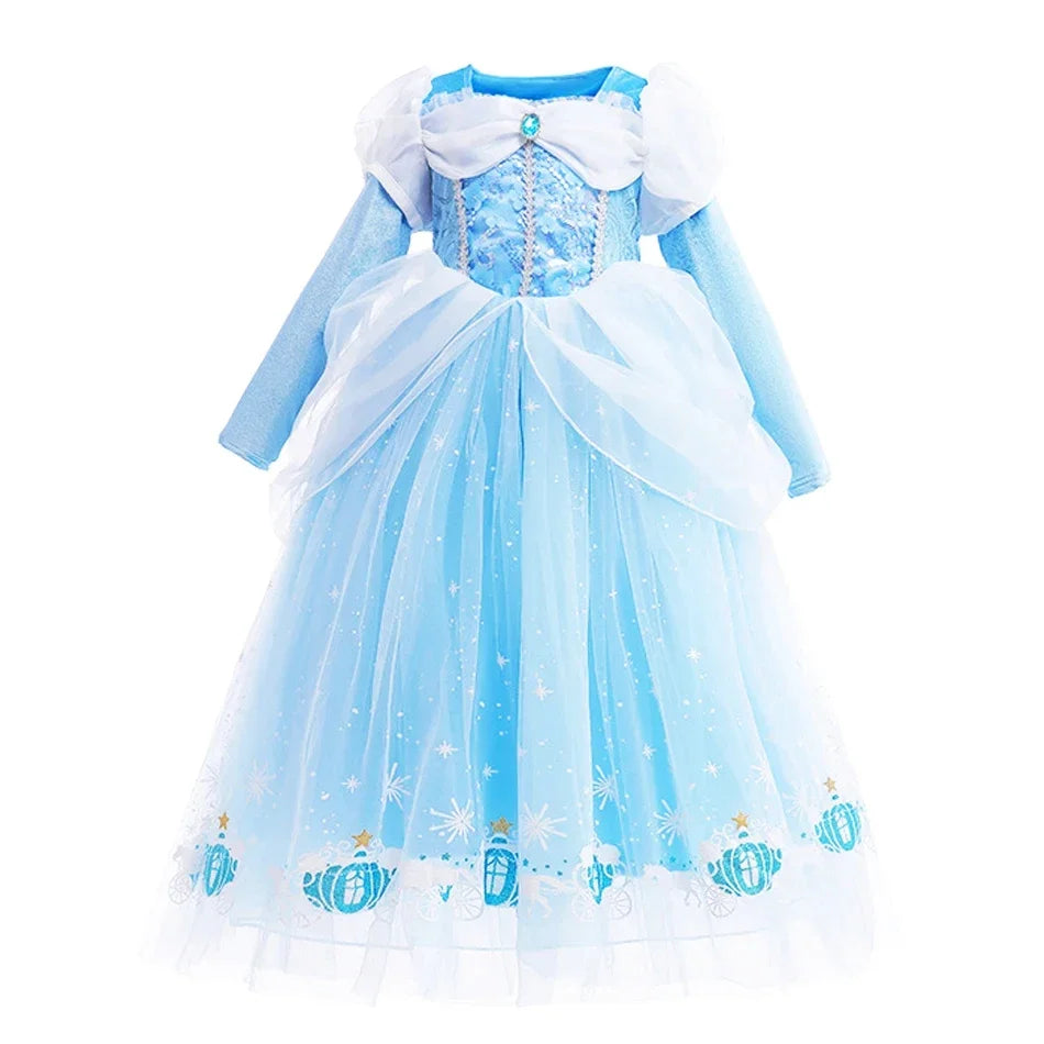 Girls Cinderella Cosplay Costume For Children Baby Girl Kids Halloween Birthday Party Dress Princess Costume