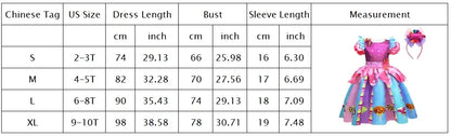 2026 New Candy Dress For Baby Girl Purim Carnival Birthday Costume Fancy Rainbow Short Sleeve Cute Dress + Accessories Set