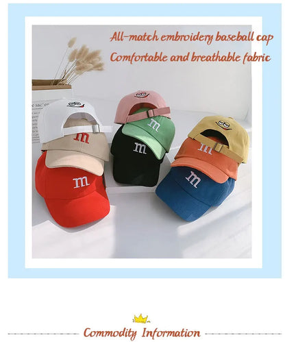Kids Baseball Cap Children's Hat for Lovely Baby Cotton Breathable Kids Hats Girl Boy Caps M Letter Embroidered Hat for Boy