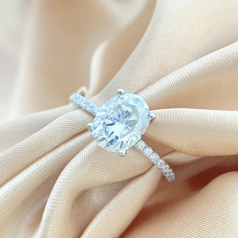 Oval Cut 1CT 2CT 3CT D Color Moissanite Rings for Women Lab Diamond Wedding Promise Band S925 Sterling Silver Jewelry