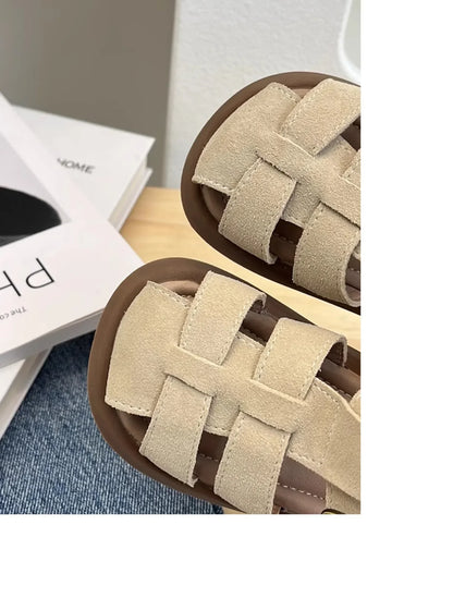 Children Roman Sandals Kids Hollow-out Toes Capped Sandals Fashion Kids Summer Beach Shoes Soft Bottom Anti-slippery Size 21-31