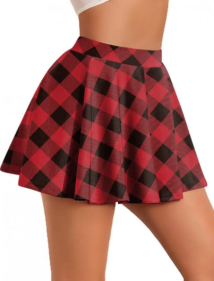 Retro Plaid Pleated Skirts Skirt Y2K Streetwear Vintage School Uniform A-Line Gym Student Short Skirt Girl Xmas Dress Up