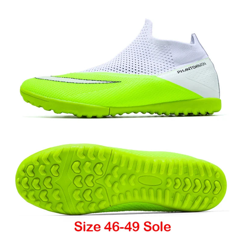 Big Size 49 48 Slip On Soccer Shoes Unisex Long Spike AG/TF Artificial Football Shoes Indoor Anti-slip Training Sport Boots