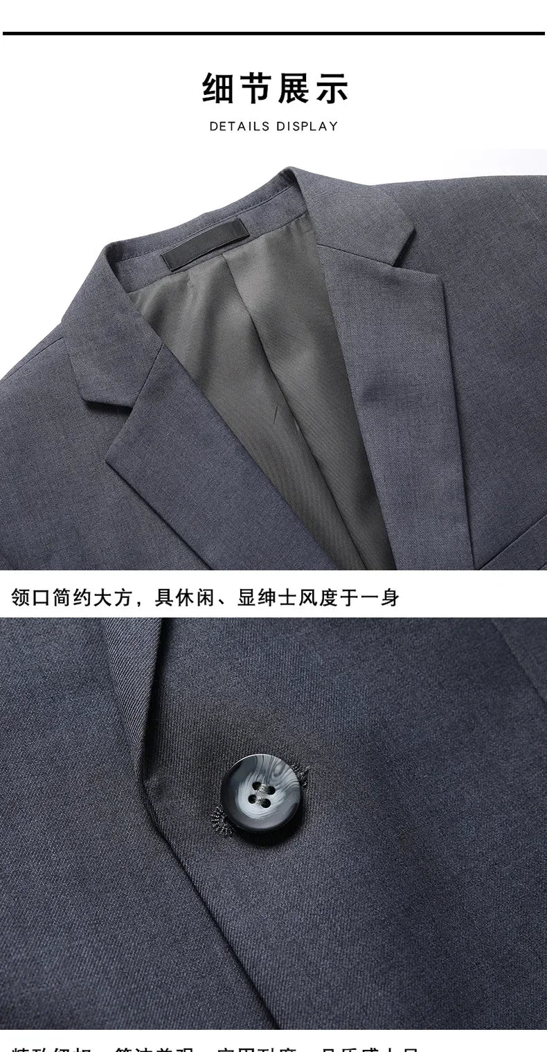 Suit  Outdoor Gentleman Solid-color Men's Fashionable Formal Business Wedding Hosting Banquets Casual and Fitted Gentle Suit