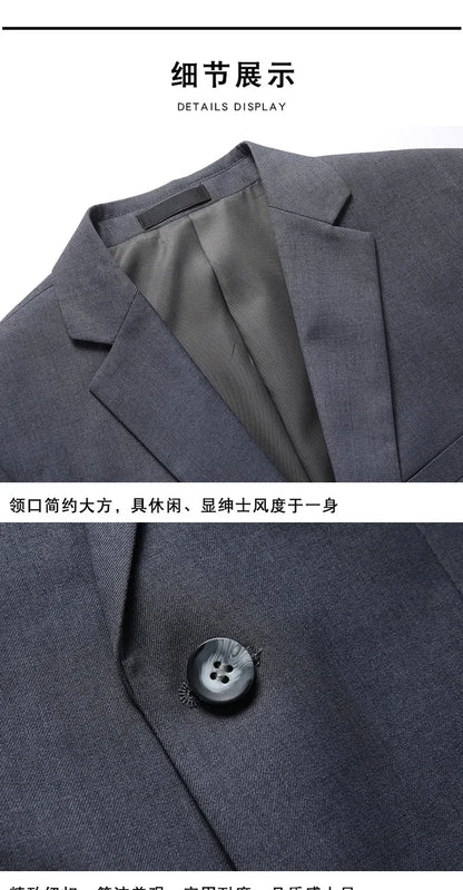 Suit Fashionable Formal Outdoor Gentleman Solid-color Men's Business Wedding Hosting Banquets Casual British Style Fitted Gentle