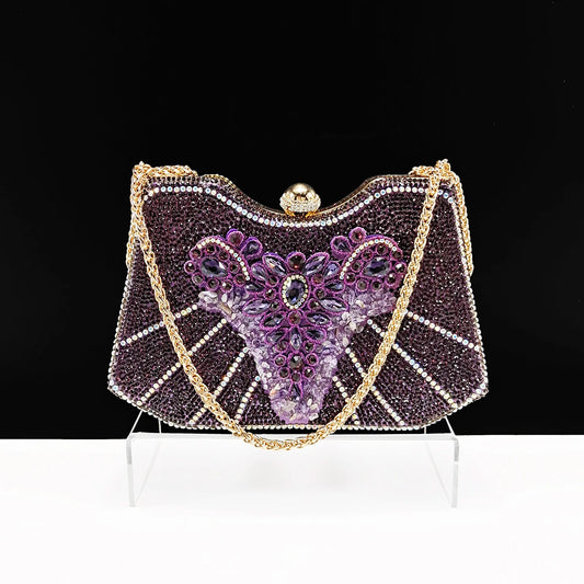 Women High Heel Party For Purple Color Shoes and Bag Set Rhinestone Handbag Italian Design Wedding INS 2025