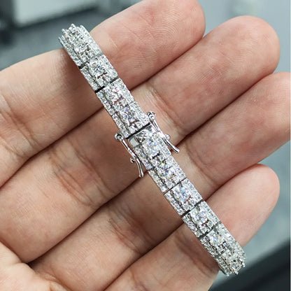 Luxury 3mm Full Moissanite Tennis Bracelet 100% S925 Silver D Color VVS1 Lab Diamond Chain Sparkling Fine Party Jewelry