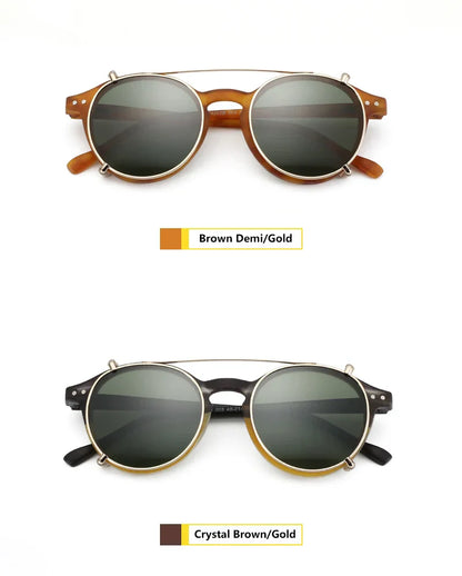 Steampunk Style Glasses (Anti Blue Light Blocking Eyewear) + Clip Lenses（Polarized Sunglasses Clips）for Women Men